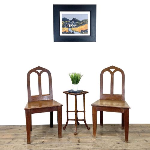 fig 1. Pair of Antique Oak Gothic Hall Chairs