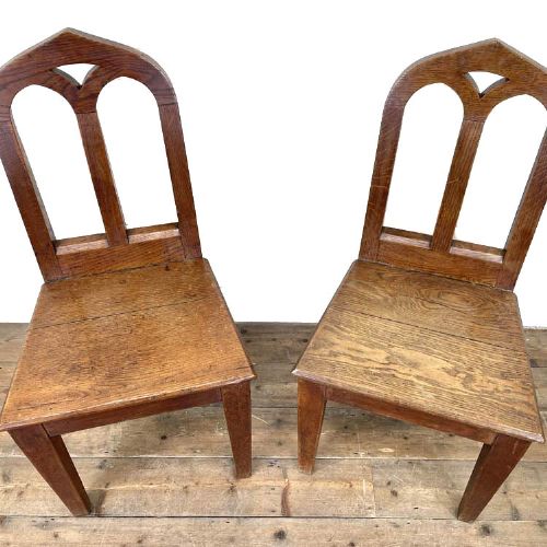 fig 2. Pair of Antique Oak Gothic Hall Chairs