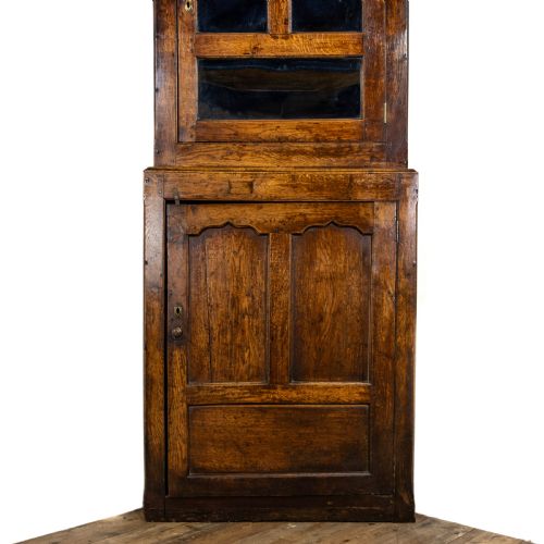 fig 1. 18th Century Antique Oak Corner Cupboard