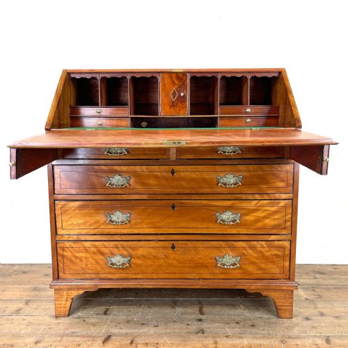 fig 3. Antique 19th Century Satin Birch Bureau