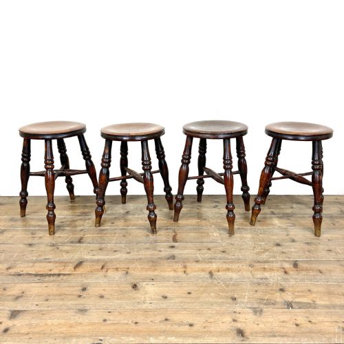 fig 1. Set of Four Antique 19th Century Elm Stools