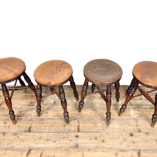 fig 2. Set of Four Antique 19th Century Elm Stools
