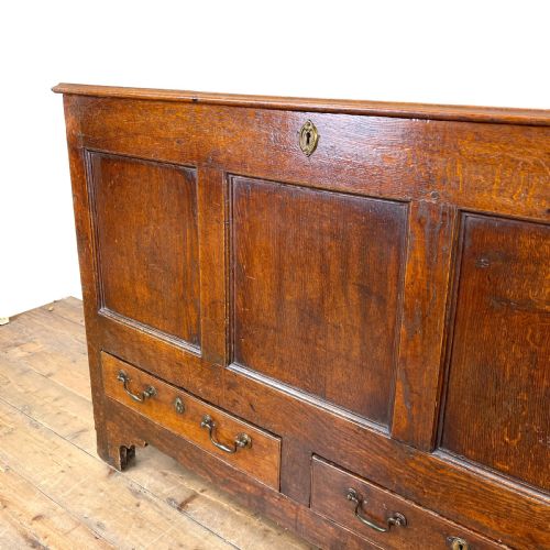 fig 2. Large 18th Century Antique Oak Mule Chest