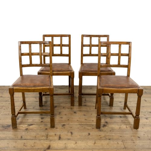 fig 1. Set Four Oak Chairs in 'Mouseman' Style