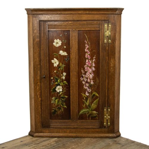 Antique Oak Hanging Corner Cupboard