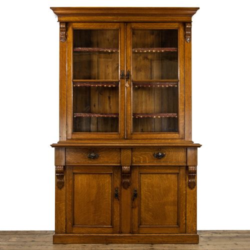 Victorian Antique Golden Oak Glazed Bookcase