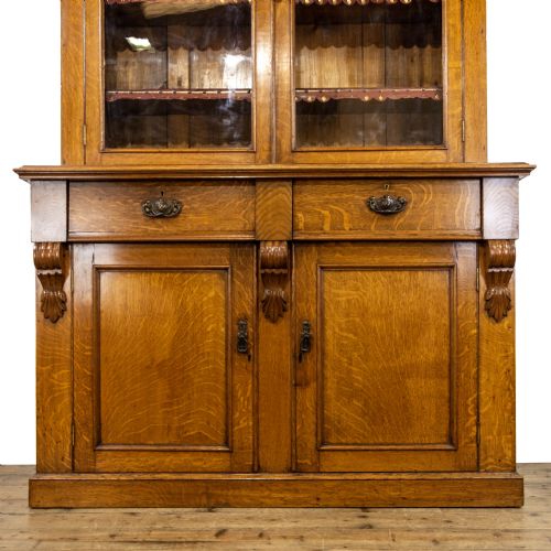 fig 2. Victorian Antique Golden Oak Glazed Bookcase