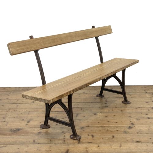 Antique Pitch Pine Railway Station Bench