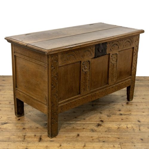 fig 1. 18th Century Antique Carved Oak Coffer