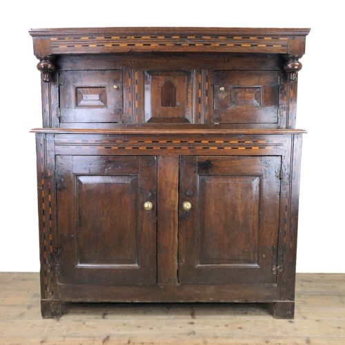 Antique 17th Century Welsh Oak Cwpwrdd Deuddarn