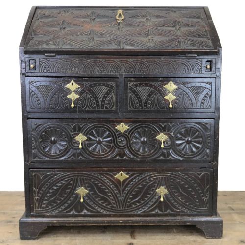 Antique Carved Oak Bureau