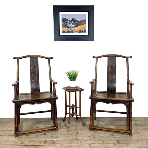 fig 1. Pair of Antique 20th Century Chinese Elm Chairs