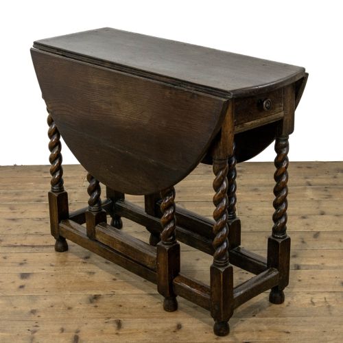 Antique Oak Gate Leg Table with Single Drawer