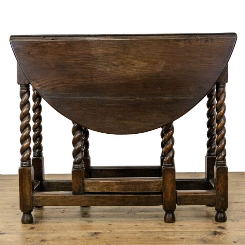 fig 2. Antique Oak Gate Leg Table With Single Drawer