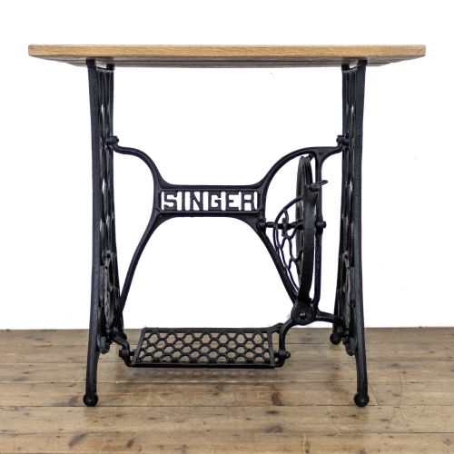 Three Oak Plank Top Singer Sewing Machine Table