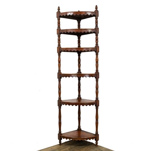 19th Century Antique Elm Six Tier Corner Whatnot