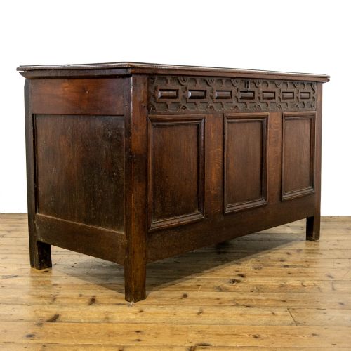 Antique Oak Coffer with Planked Top