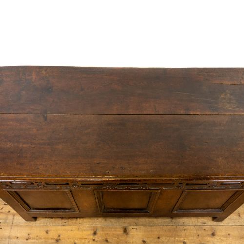 fig 1. Antique Oak Coffer with Planked Top