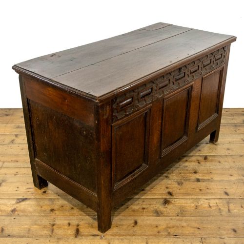 fig 2. Antique Oak Coffer with Planked Top