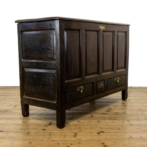 fig 2. 18th Century Antique Oak Four Panel Mule Chest
