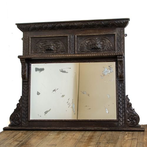 Antique Greenman Carved Mantelpiece Mirror