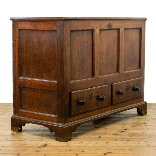fig 1. 18th Century Antique Oak Three Panel Mule Chest
