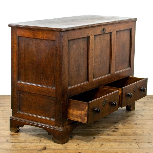fig 2. 18th Century Antique Oak Three Panel Mule Chest