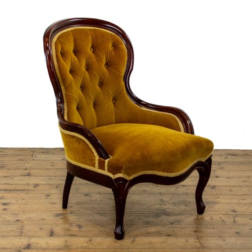fig 1. Harlequin Set of Three Victorian Balloon Back Armchairs