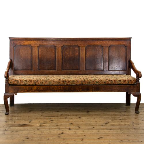 fig 1. Georgian Antique Oak Settle With Cushion