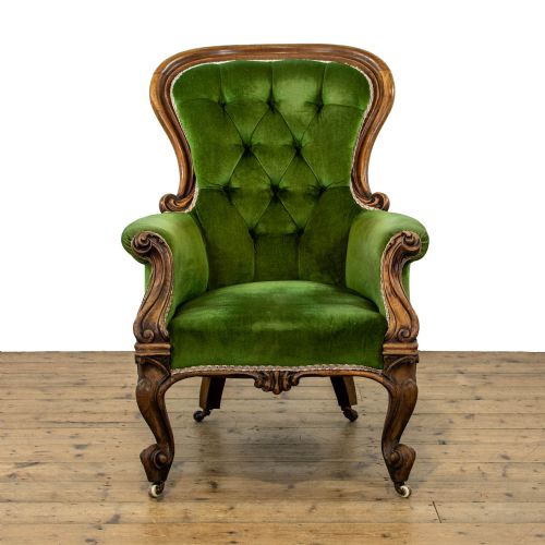fig 1. Victorian Antique Upholstered Button Back Armchair