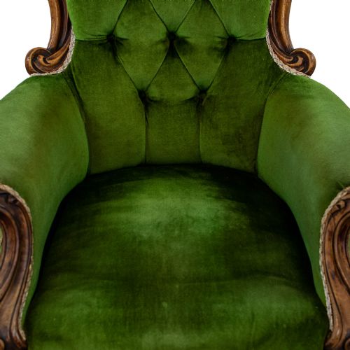 fig 2. Victorian Antique Upholstered Button Back Armchair