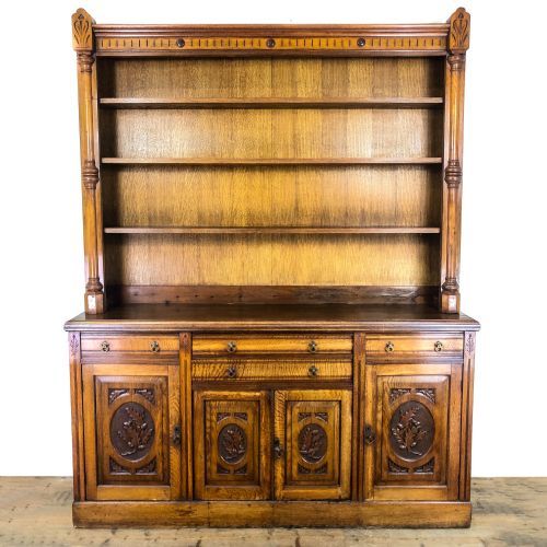 Antique 20th Century Carved Oak Dresser