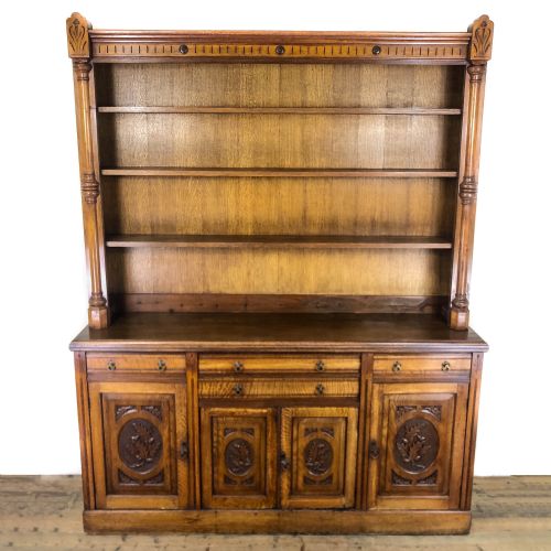 fig 1. Antique 20th Century Carved Oak Dresser