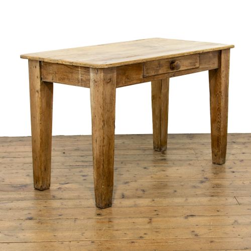 Antique Pine Kitchen Table with Single Drawer