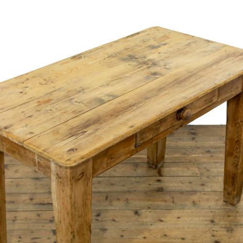 fig 1. Antique Pine Kitchen Table with Single Drawer