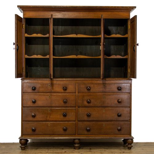 fig 1. 19th Century Antique Oak Two Stage Housekeepers Cupboard