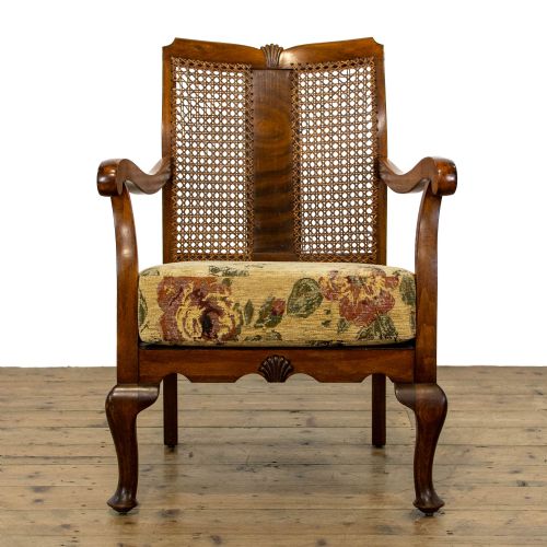 fig 1. Edwardian Antique Armchair with Upholstered Cushion