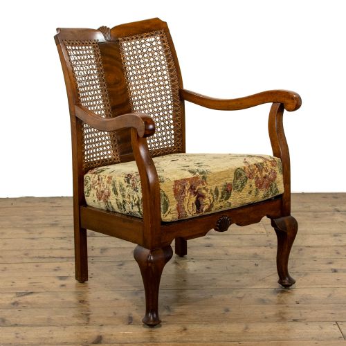 Edwardian Antique Armchair with Upholstered Cushion