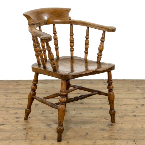 fig 2. Pair of Antique Beech & Elm Captains Armchairs