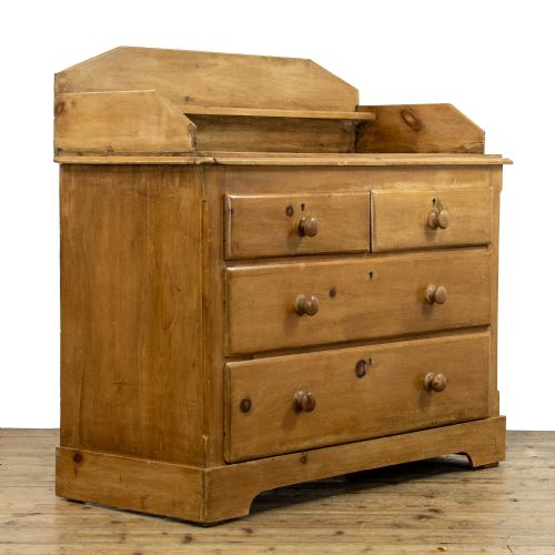 ANTIQUE PINE CHEST OF DRAWERS WITH GALLERY - ADDITIONAL PHOTO 2