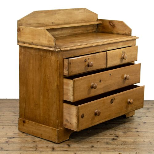 ANTIQUE PINE CHEST OF DRAWERS WITH GALLERY - ADDITIONAL PHOTO 4