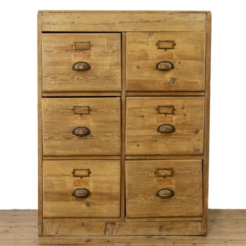 Rustic Pine Six Drawer Filing Cabinet