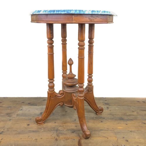 fig 1. Antique Octagonal Side Table with Marble Top
