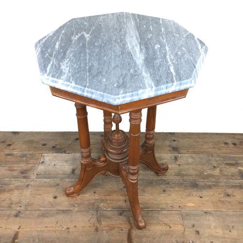 fig 2. Antique Octagonal Side Table with Marble Top
