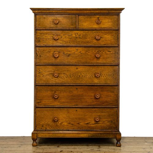 Tall Antique Oak Chest of Drawers