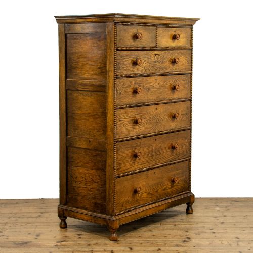fig 1. Tall Antique Oak Chest of Drawers