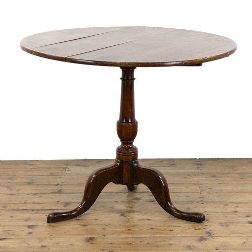 fig 1. Antique Oak Pedestal Table with Circular Top