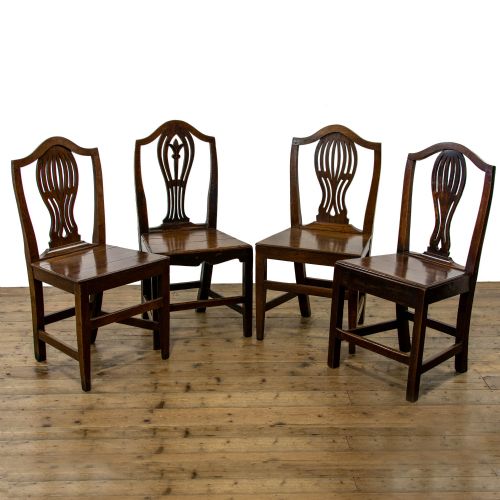 Harlequin Set of Four Antique Welsh Oak Farmhouse Chairs