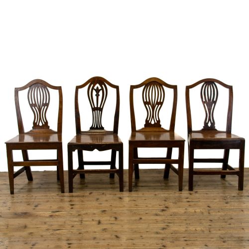 fig 1. Harlequin Set of Four Antique Welsh Oak Farmhouse Chairs