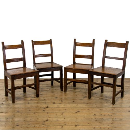 fig 1. Harlequin Set of Four Antique Oak Farmhouse Chairs